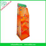 paper material hook display 4 tier floor display stand corrugated pegboard