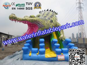 China Commercial Crocodile Inflatable Slide , Inflatable Water Slide For Rental factory