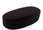 Black Leather Wrapped Clamshell Metal Glasses Case Big Sized