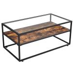 Industrial Coffee Table, Glass Top Coffee Table, Living Room Coffee Table,