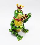 Mini Metal Frog Trinket Box Hinged Hand-Painted Animal Crystal Rhinestone Frog