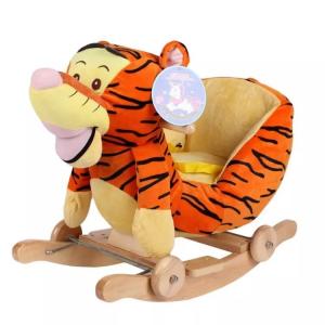 China Cute Brown Cute Baby Toys Tiger Plush Baby Rocking Animal Chair on sale