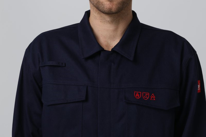 2 Way Brass Zipper Fire Retardant Workwear , 350gsm Flame Proof Overalls