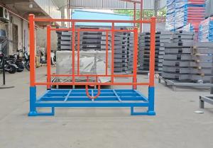China Heavy Duty foldable pallet cages In Warehouse Space Saving blue and orange factory