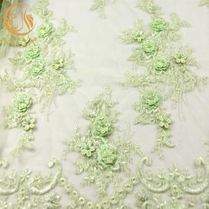 China Creative Handmade Lace Fabric Beaded 3D Embroidery Bridal Lace Appliques factory