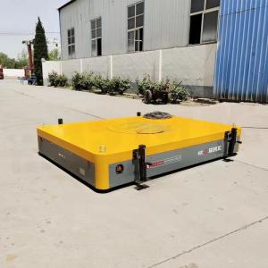 China Manual Hydraulic Battery Transfer Cart , 5T Steel Plate Material Transfer Trolley factory
