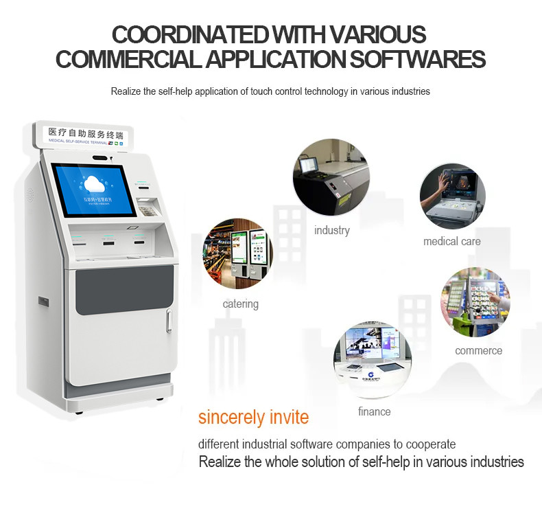 Customized 23.8 Inch Public Service Terminal Self Service Print Terminal Kiosk