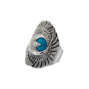 China Thai Silver Eagle Vintage Style Men's Ring with Turquoise (R6030809) factory