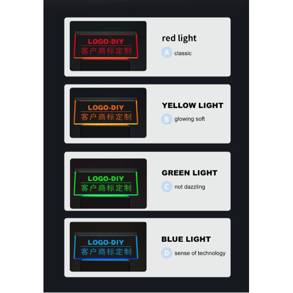 Customized Acrylic LED Name Plate High Transparent PC Lampshade 3 Color