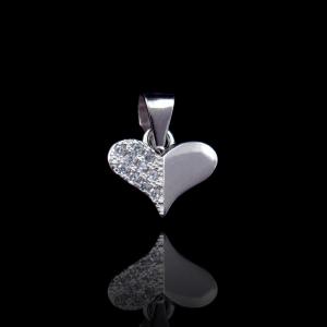 China Zirconia Main Stone Sterling Silver Pendants Heart Shape Simple Korean Light Weight factory