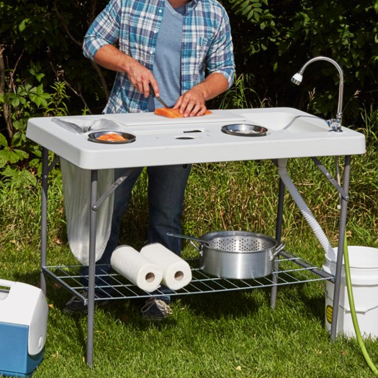 Portable Plastic Metal Folding Fish Fillet Cleaning Table for Hotel Outdoor Camping