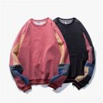 mens retro crewneck hoodies custom contrast color sweatshirt without hood