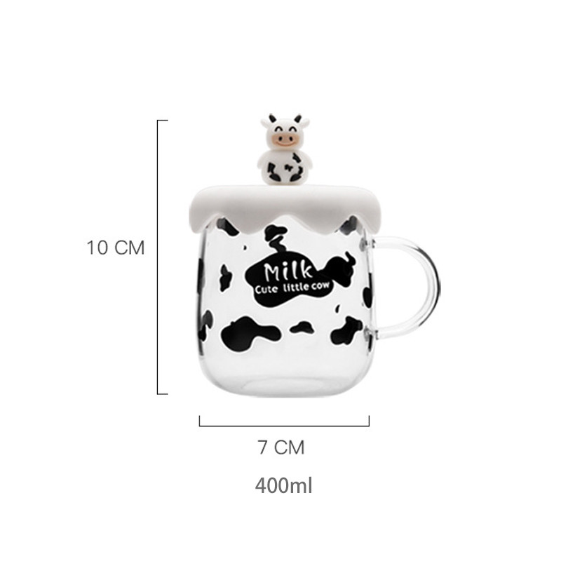 SGS LFGB CE Creative 400ml White Personalized Glass Milk Cups With Lid