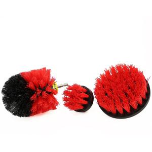 China Power Scrub 3 Piece Drill Brush Set Polypropylene Nylon Red Color 3.5&quot; factory