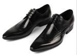 OEM Custom Classic Men Brogue Shoes Black / Brown Coffee Carved Floral Oxford