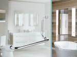 Hotel Round Tube Shower Door Glass Handle Seven And L Shaped High Strength