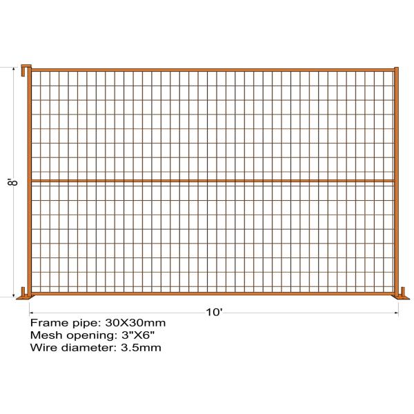 China 8FT X 10FT “Toronto Tower" TEMPORARY FENCE Mesh 3"x6" Diameter 3.5mm dupont powder coated minimum layer 100 microns factory