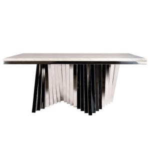 China SS Base Luxury Modern Dining Tables Gloss Glass Dining Table Set For 4 factory