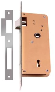China 35-55mm Door Thickness Mortise Key Lock with Deadlatch in SN Finish factory