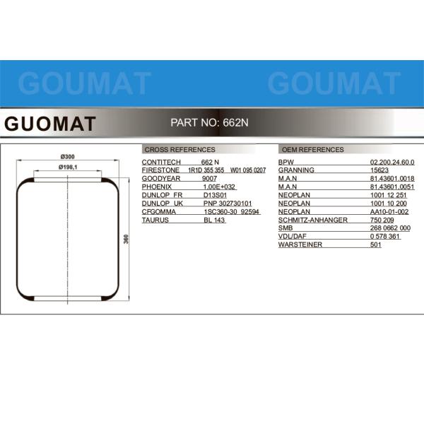 662 N Bus Air Spring Air Helper Spring Can Using for M.A.N 81.43601.0018