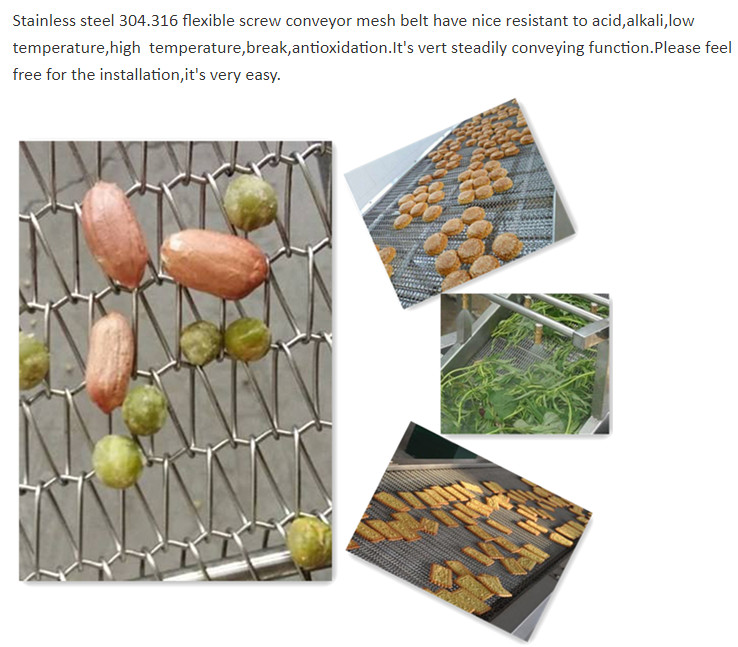 Flexible Screw Steel Wire Conveyor Belt , Heat Resistant Chain Link Conveyor Belt