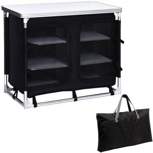 China Outdoor Garden Patio Metal Picnic Storage Organizer Cabinet Cooking Camping Kitchen Table factory