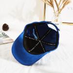 Winter Blue Towel Velvet Warm Leather Patch Sun Hat