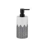 White Color Bathroom Accessories Set With Black W Stripe round shape