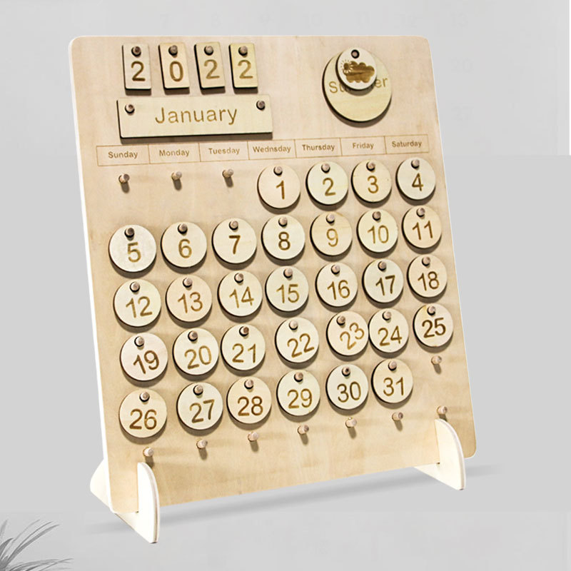 Montessori Toy wooden Home calendar for children education learning toy