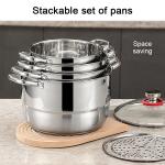 Factory Price Silver Cookware 6 PCS Steamer Pots Set Non Stick Soup Stock Pots