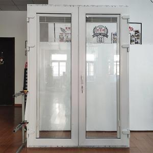 China Modern Style Zinc Alloy Hardware UPVC PVC Tempered Glass Hinged Door for Apartments factory