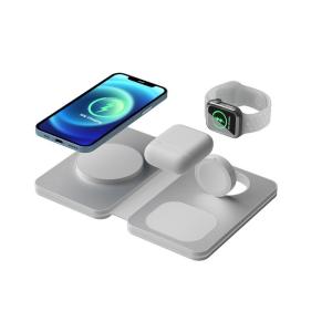 China Foldable 15W Wireless Charger for iWatch , Magnetic Portable 3 in 1 Charging Station factory