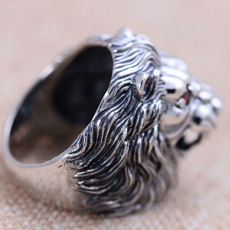 Men Style Lion Heads Design Chunky Black 925 Silver Ring (XH047098W)