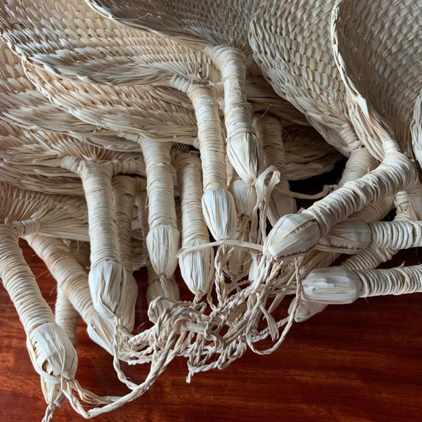 Y-Z Small cattail leaf fan woven vintage summer paddle wood hand held fans supplies home decor