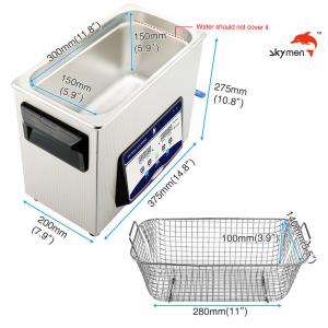 China Skymen Ultrasonic Cleaner For Dental Equipment With Basket 200W Heater 1.72 Gallon factory