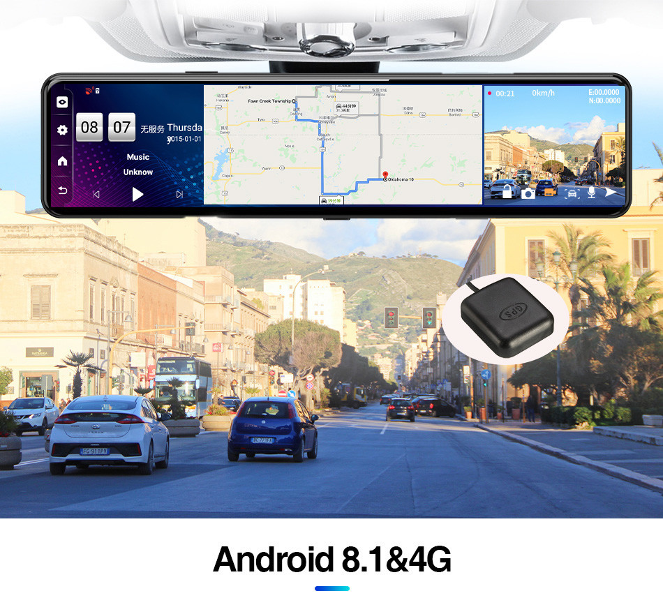 ADAS 12Inch Car DVR Wdr Full Hd 1080p Camera Camcorder WIFI Android 8.1 Stream Drive Video