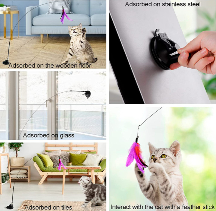 Feather Puzzle Wand Cat Toy Interactive With Bell For Kitty