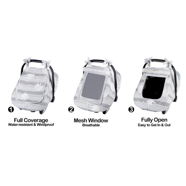 Waterproof Infant Car Seat Cover with Breathable Mesh Window and 3 Usage Modes for 4-Season Protection