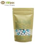 Heat Seal Stand Up Brown Rice Paper Bags With Window One - Way Degassing Valve