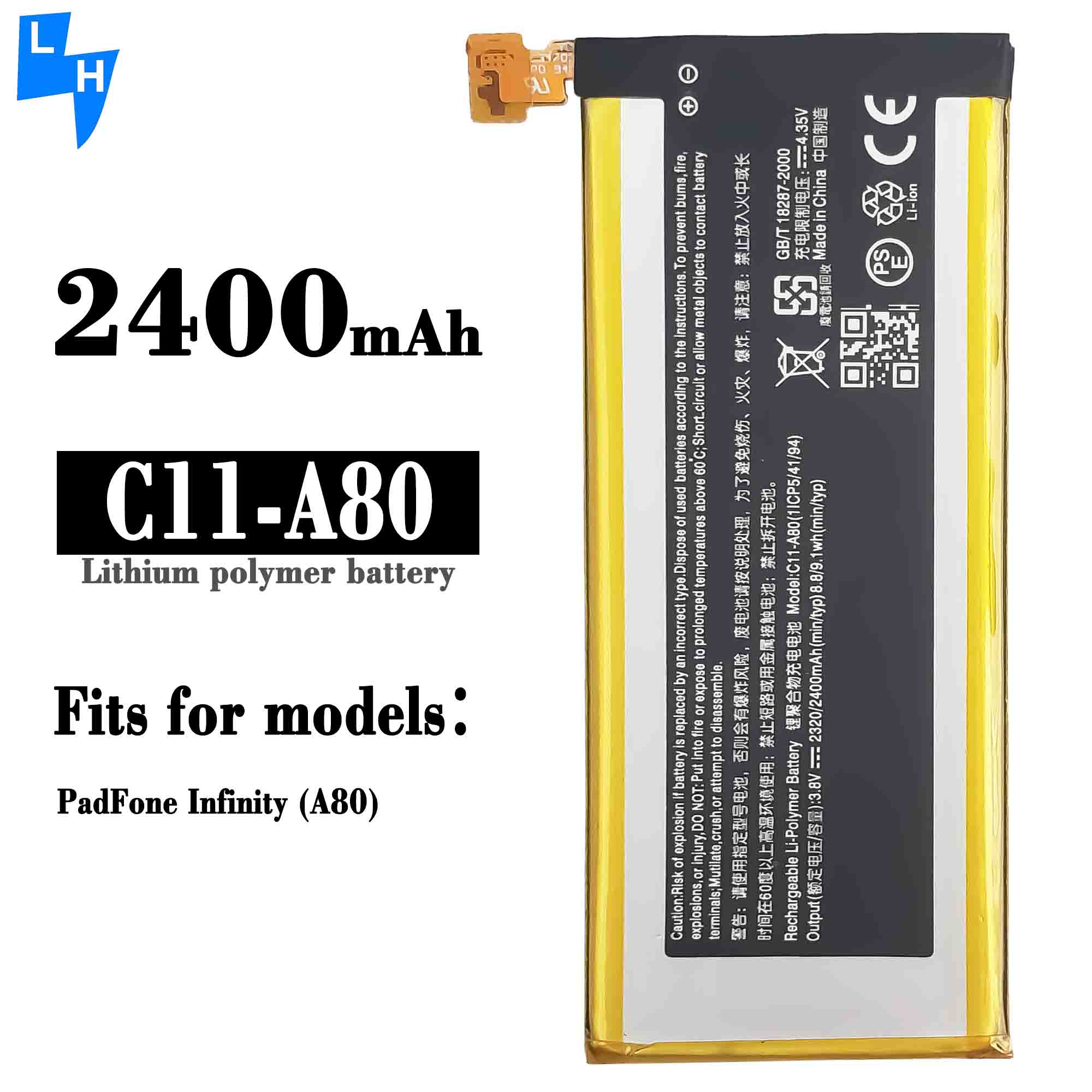 Mobile Phone System Model T00D PF500JL 2400mAh C11-A80 R Battery for ASUS Padfone A86