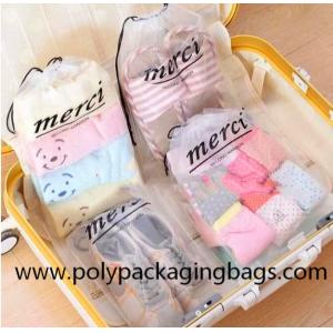 China Transparent PE Drawstring Plastic Bags For Garment Storage on sale