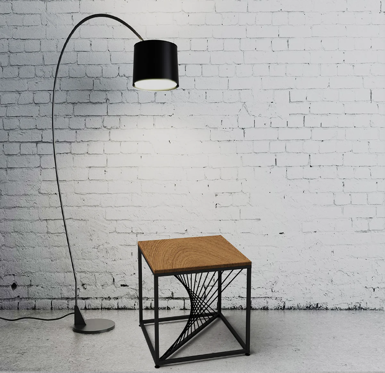 Mail Packing Adjustable Height Metal Leg Wood Top End Table for Modern Home Furniture