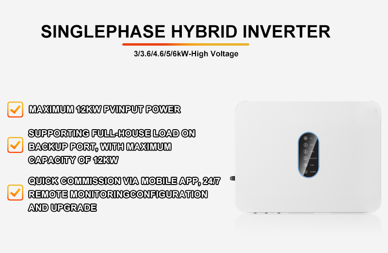 High Voltage IP65 Single Phase Hybrid Inverter 360V 3kw 3.6kw 4.6kw Solar Inverter MPPT On/Off Grid 360V 5kw 6kw Solar Inverter