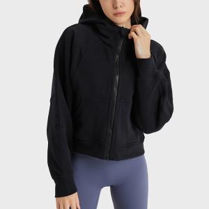China Winter High Collar Full Zip Riding Womens Sports Jacket Hoodies With Hat factory