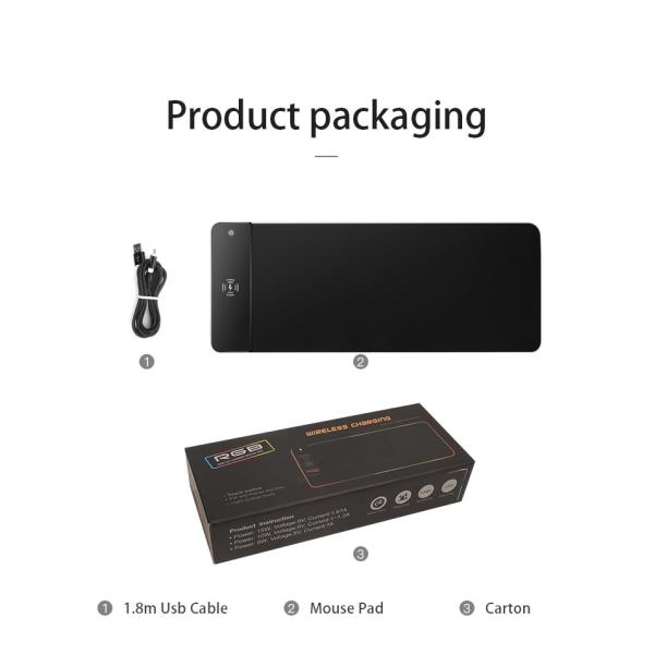 Smart Memory Function Wireless Charing Mouse Pad RGB Big Gaming Mousepad