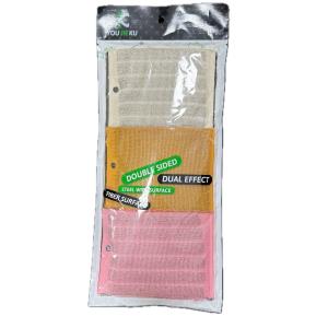 China Double-Sided Kitchen Scrubber with Steel Wool &amp; Bamboo Fiber – Antibacterial &amp; Oil-Repellent factory