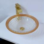 Gold Edge Colorful Wash Basin 450mm Diamond Deep Vessel Cone Shape Elegant