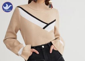 China Mock Neck Fashion Womens Knit Pullover Sweater Computer Machine Knit factory