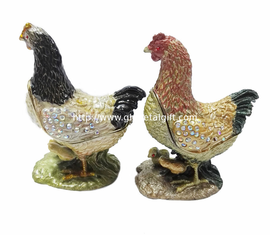 Unique hen jewelry box metal jewelry trinket box hen jewelry box