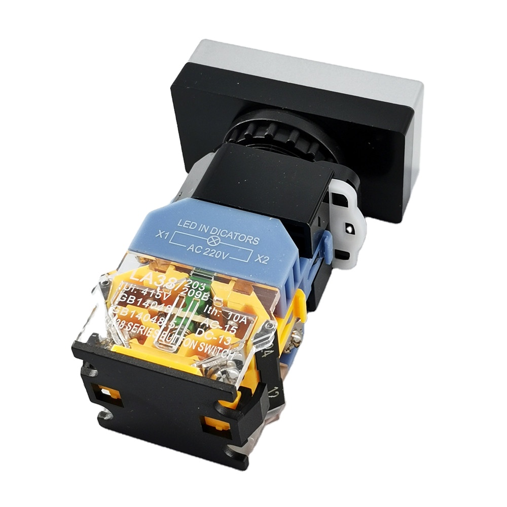 LED indicator button switch 22mm LA38-11D DC12V 24V AC 220V 380V 1NO+1NC illuminated double-headed push button